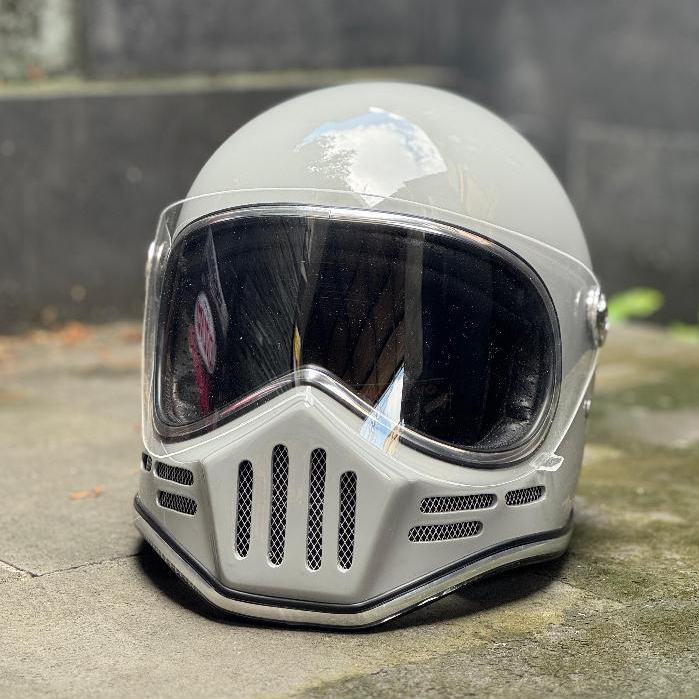 Helm Cakil Custom Grey Materia + Kaca Visor