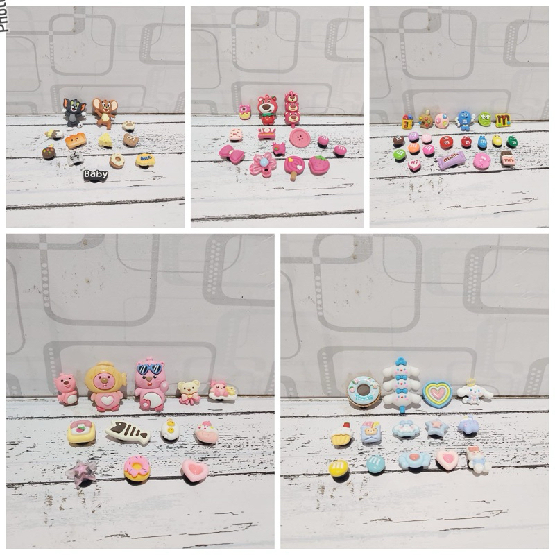 TERMURAH Charm Jibbits Set Sendal Crocs Bakpao Motif Karakter Lotso Baby Mouse Loopy Zanmang Cinnomo