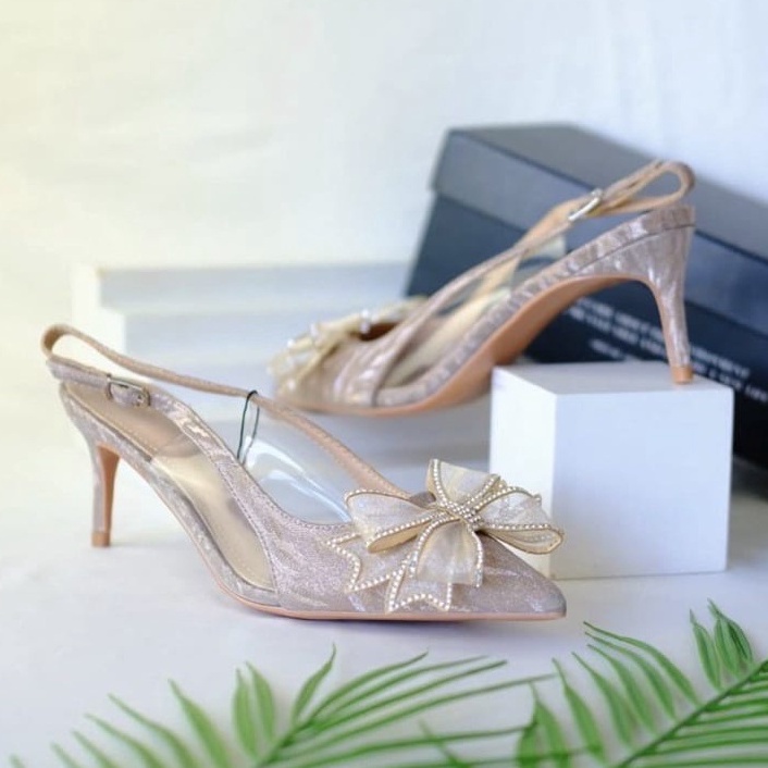 Telah Hadir Sepatu Zara Heels Pita Slingback Shoes 336561  5cm