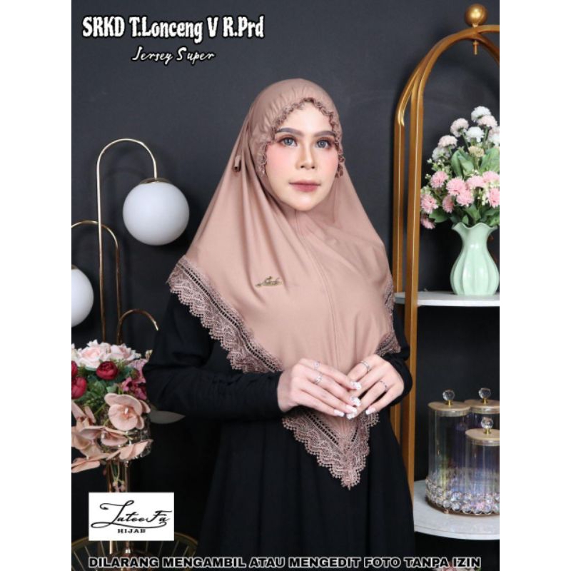 Jilbab Instan Kerut Dahi SRKD Renda Prada ori Lateefa