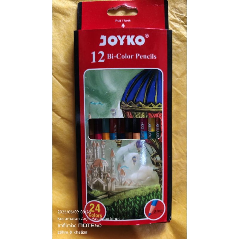 

Pensil warna joyko panjang bolak balik 24 warna