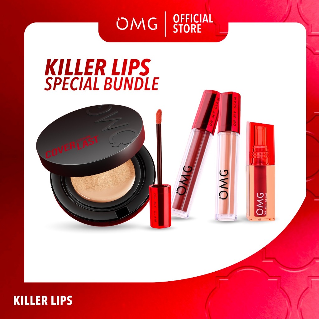 OMG Oh My Glam Killer Lips: Oh My Glam Coverlast Cushion, Best Seller Ombre Lip Cream, Oh My Glam Gl