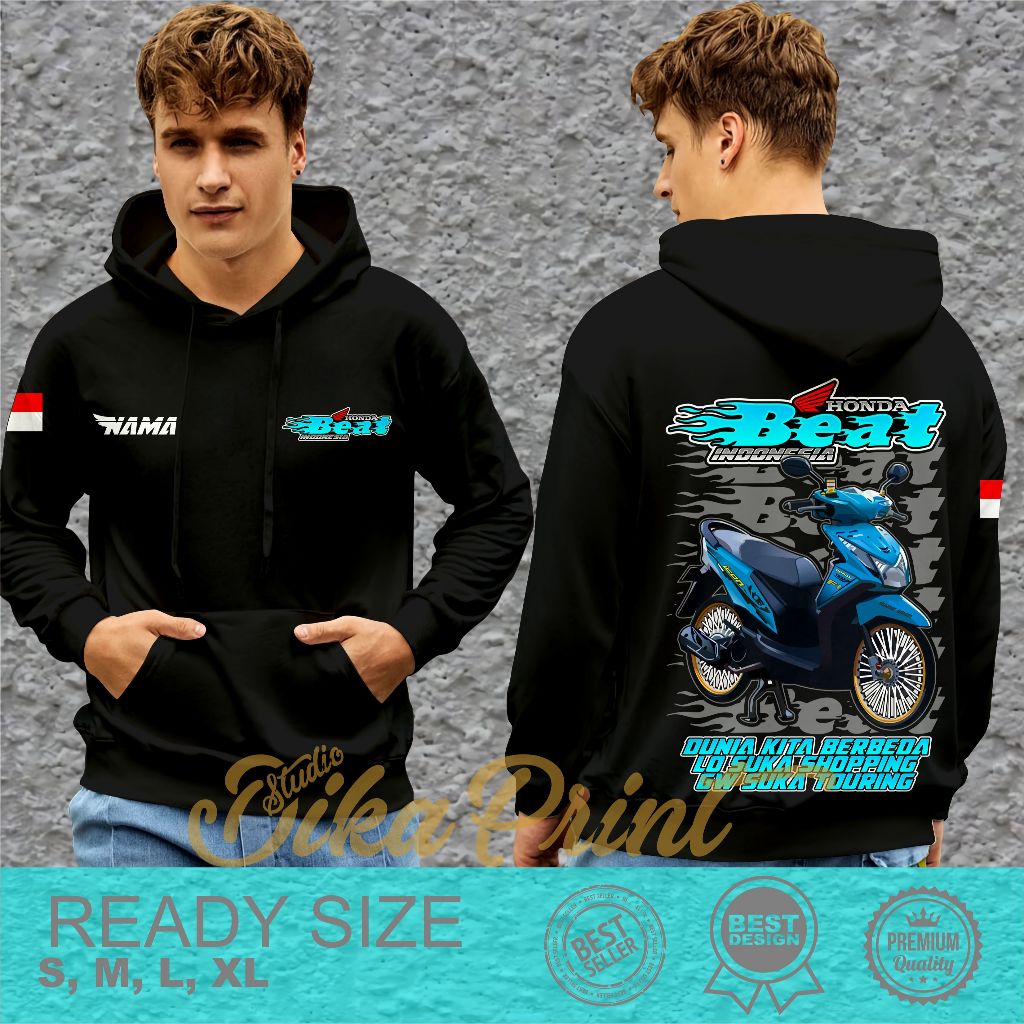 Jaket Hoodie Motor Honda Beat Indonesia Bahan Nyaman Dan Adem
