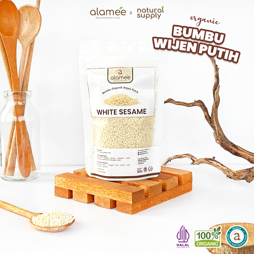 

ALAMEE Wijen Putih White Sesame Seed Bumbu Dapur Organik Masak Rempah Tanpa Campuran 50g