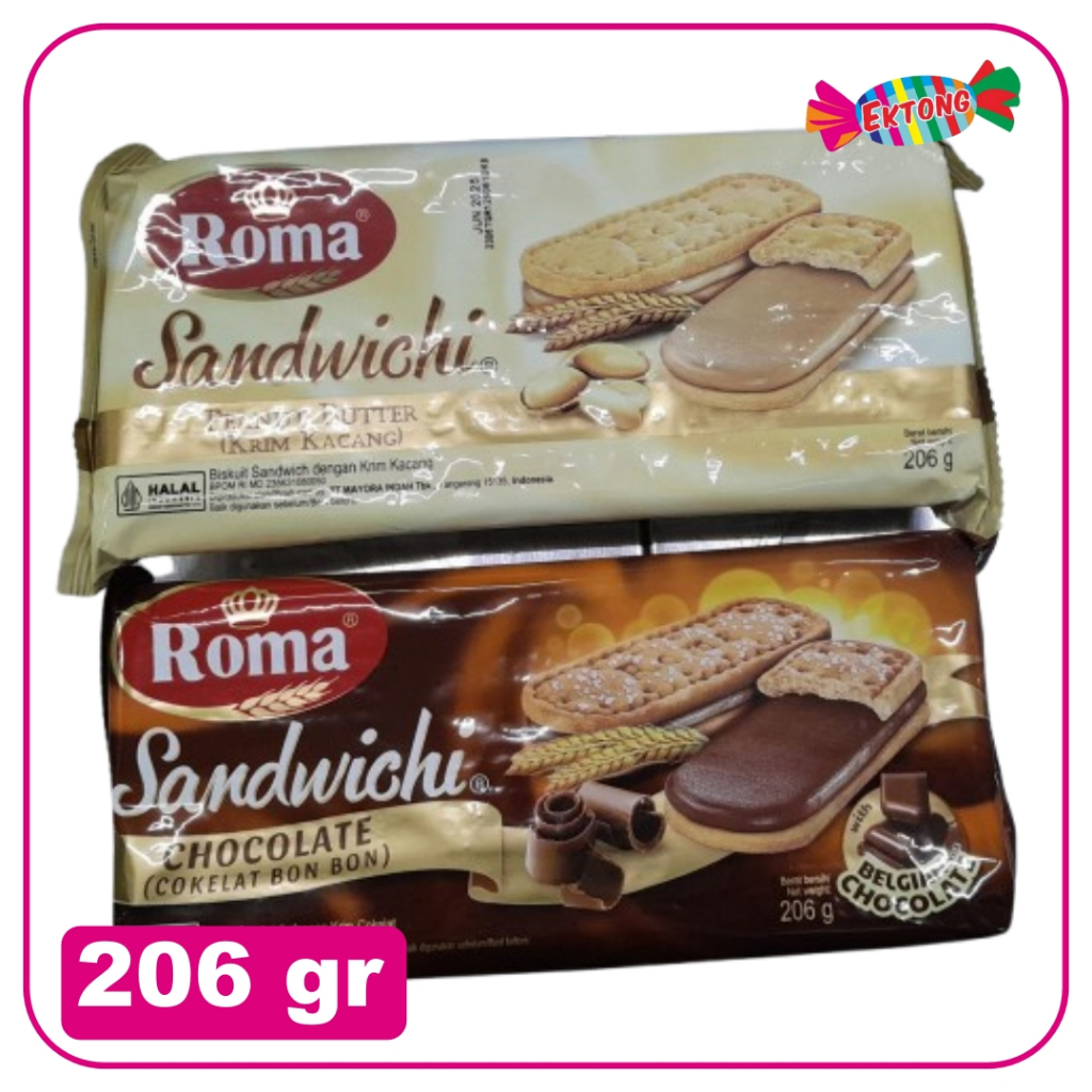

Biskuit Roma Sandwich Coklat Chocolate / Peanut Butter Krim Kacang