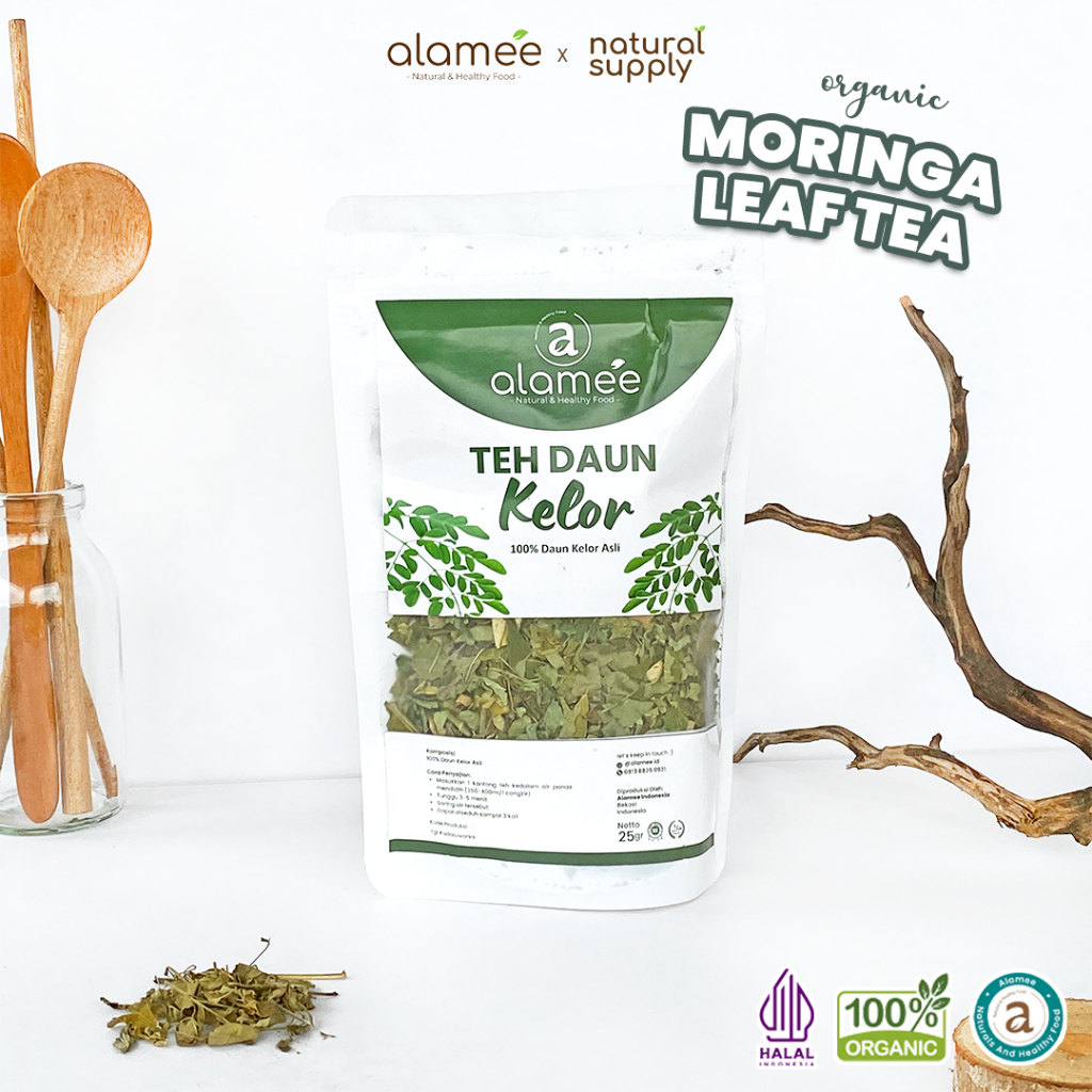 

Teh Daun Kelor Tea Bunga Herbal Alami Organic Natural Non Msg Siap Seduh 25gr