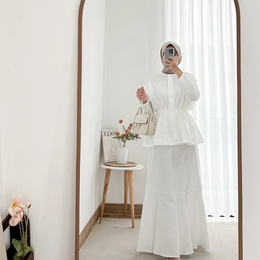 Setelan Wanita Model Terbaru Daria Set WD 10015 Fashion Set Muslimah Bahan Linen Rami SIze M L XL XX