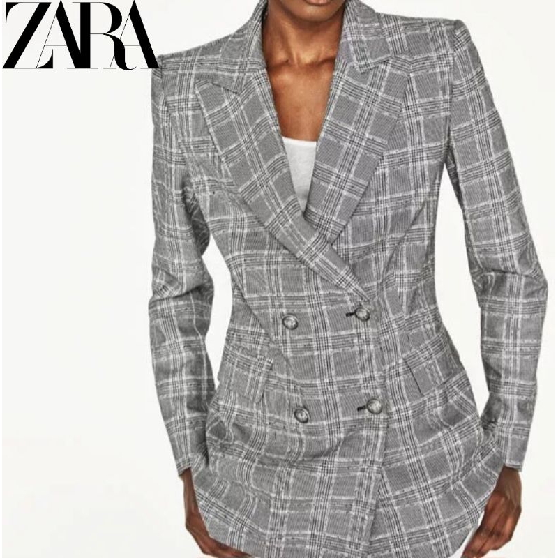 PREMIUM BLAZER THRIFT TARTAN KOTAK - KOTAK WANITA KOREA HS HOUNDSTOOTH PLAID JAS PEREMPUAN BRANDED