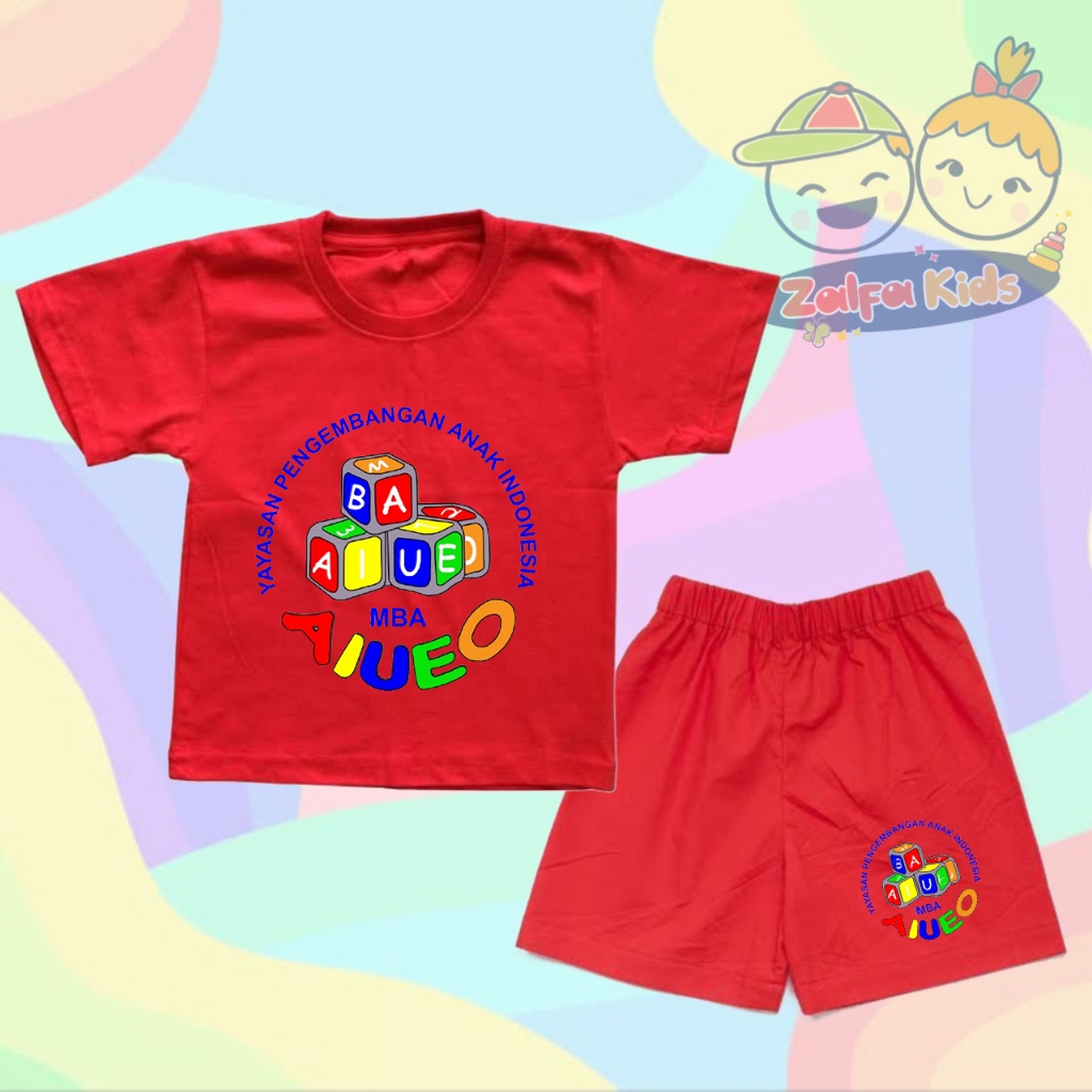 BAJU KAOS ANAK SETELAN KAOS ANAK BIMBA AIUEO - FREE CETAK NAMA