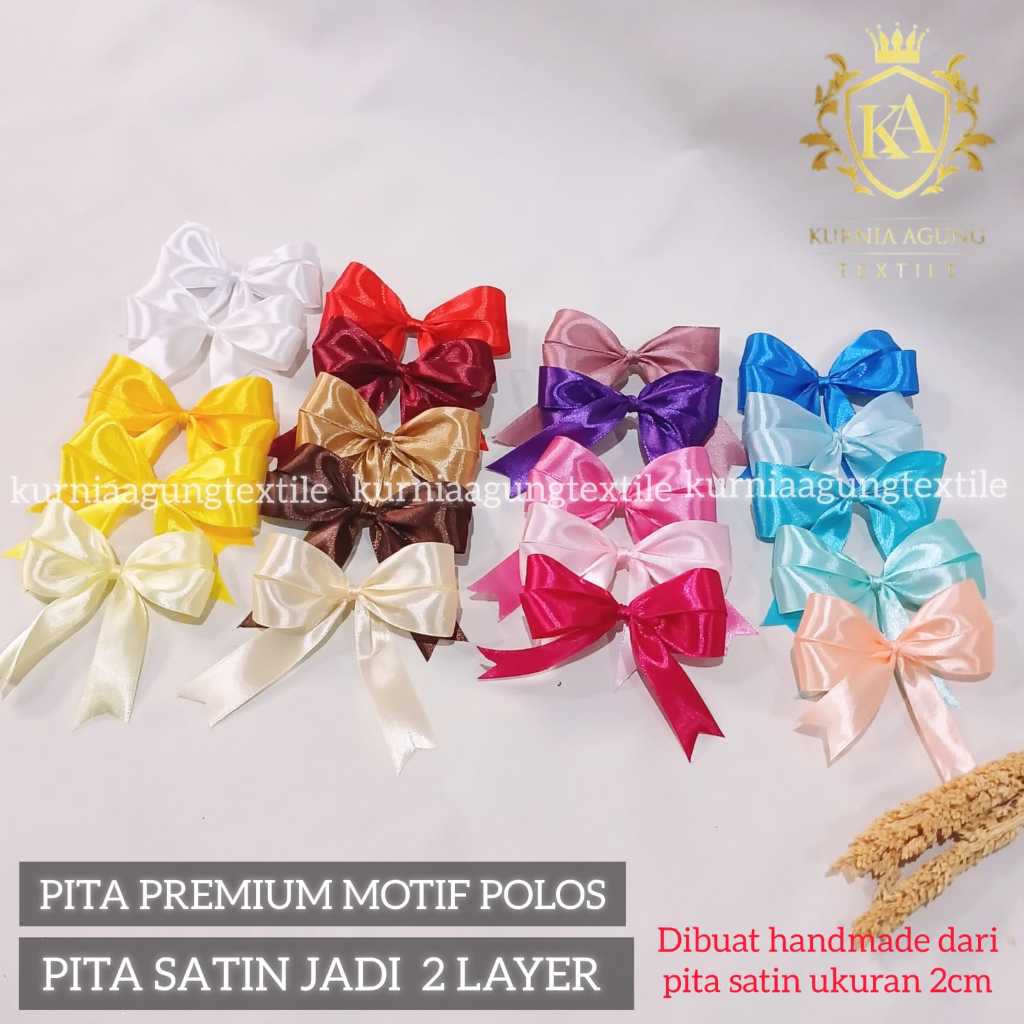 

Pita Hampers Satin Premium 2cm Pita jadi 2 layer motif polos untuk parcel, souvenir, Pita Satin Siap pakai