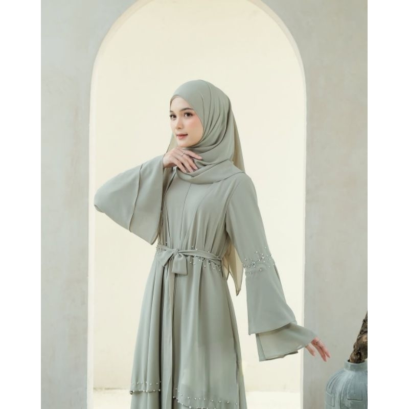 Hannabella Dress Ceruty Babydoll Premium Gamis Kondangan Wanita Kekinian Aplikasi Tile  Gamis Simpel