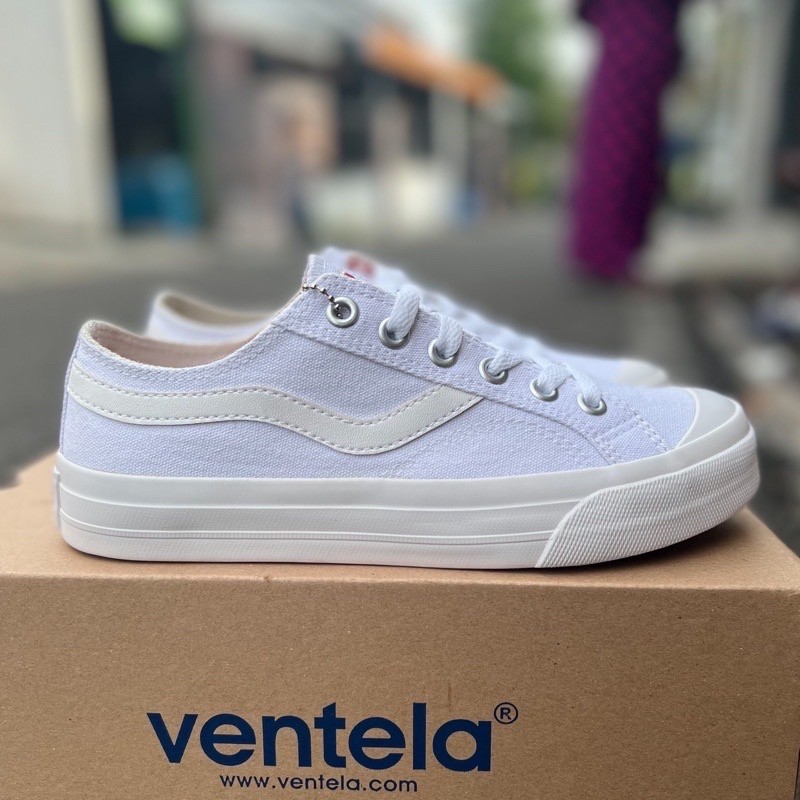 Sepatu Ventela Public Low Original 100% Warna Putih Polos Full White