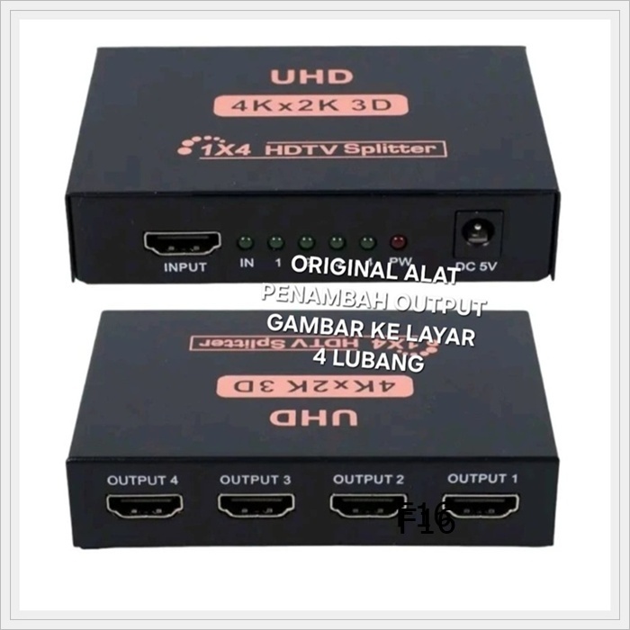 F16 ORIGINAL HDMI SPLITER 4 PORT SOCKET SOKET HD 4K UHD TV GAMBAR ALL RESOLUSI SUPPORT SPLITTER JACK