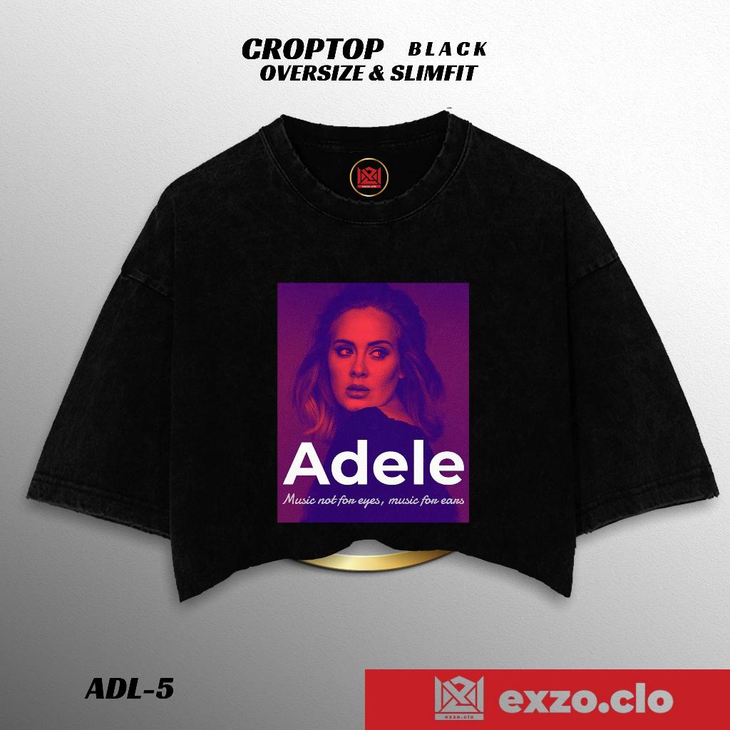 Exzo.Clo Crotop Hitam Oversize & Slimfit Adele COTTON COMBED24S ADELE CROPTOP TSHIRT