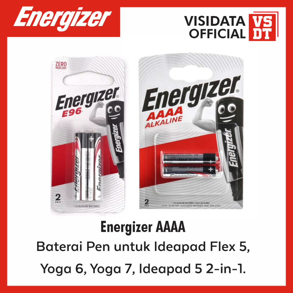 Energizer Baterai AAAA For Lenovo Stylus Digital Pen -1 Pack isi 2pcs