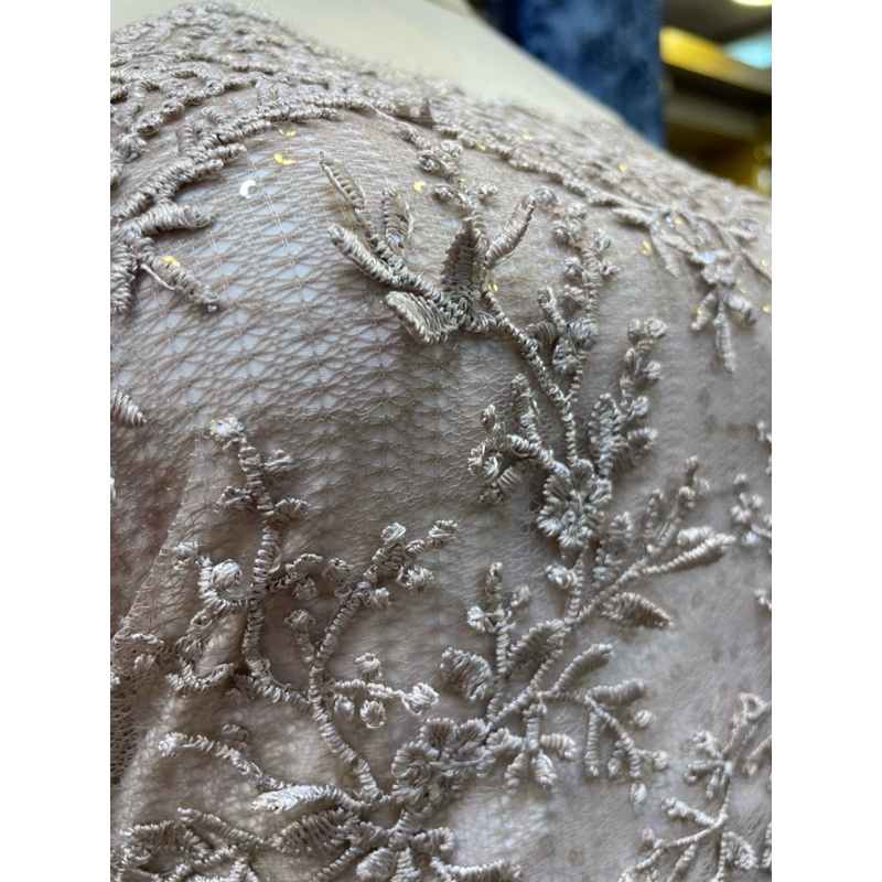 RTYU kain tille chanels lolita 3d bunga timbul with payet squeen/bahan brukat kebaya pesta/wedding