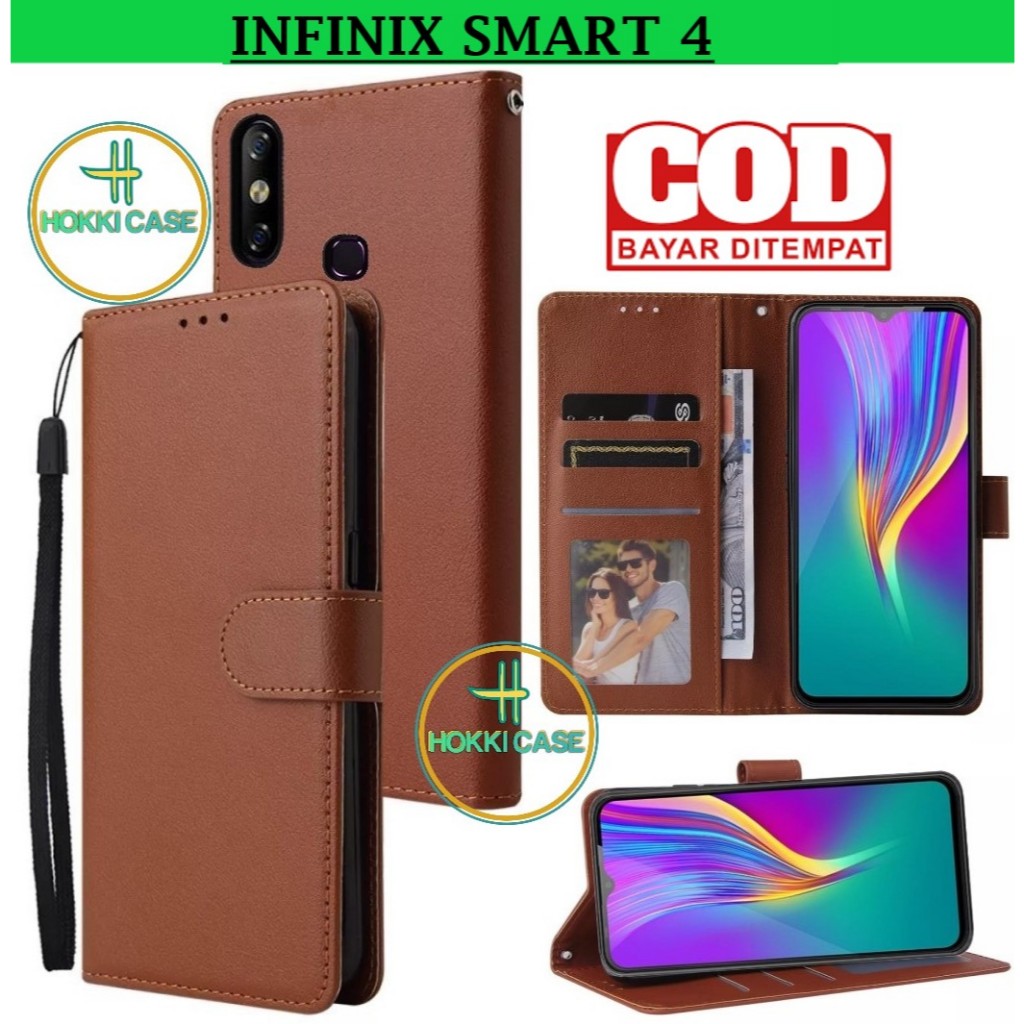 Case HP Infinix Smart 4 Premium-Flip Wallet Kulit - Casing Dompet-Flip Cover-Sarung Buku HP Case Dom