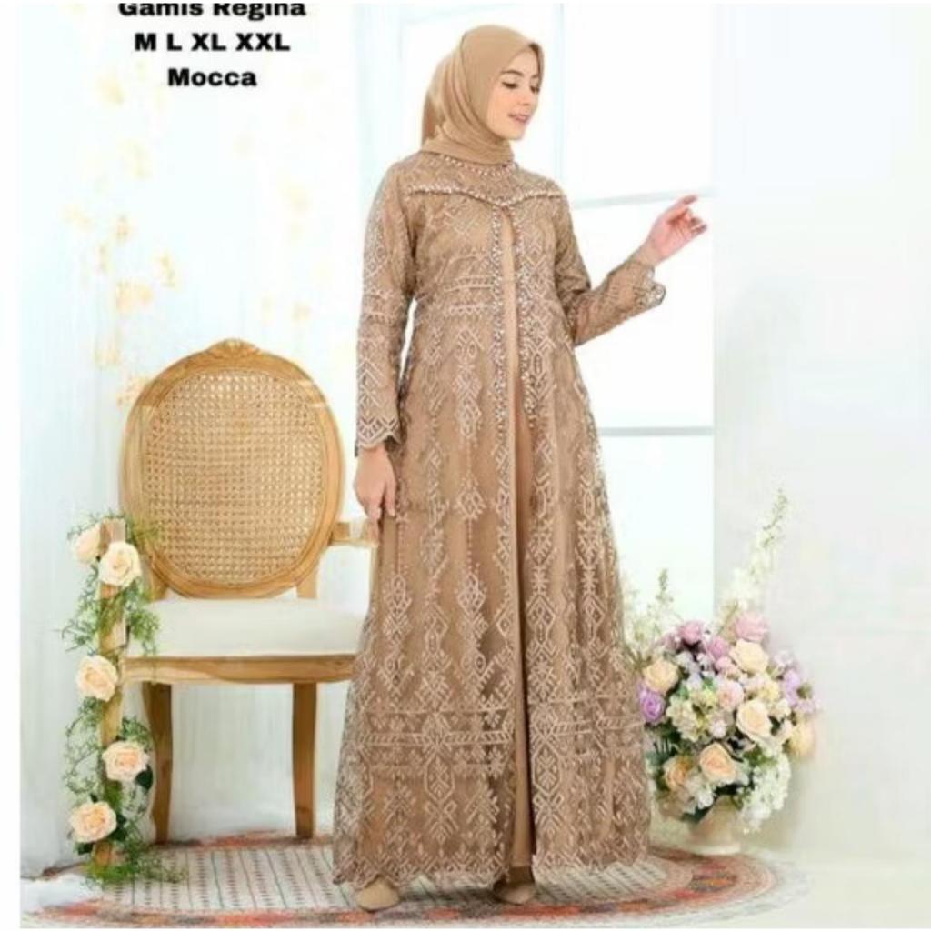 Gamis Regina //Kebaya Brokat Terbaru //Kebaya//Seragaman Pesta Kebaya Gamis Melayu Premium Brokat
