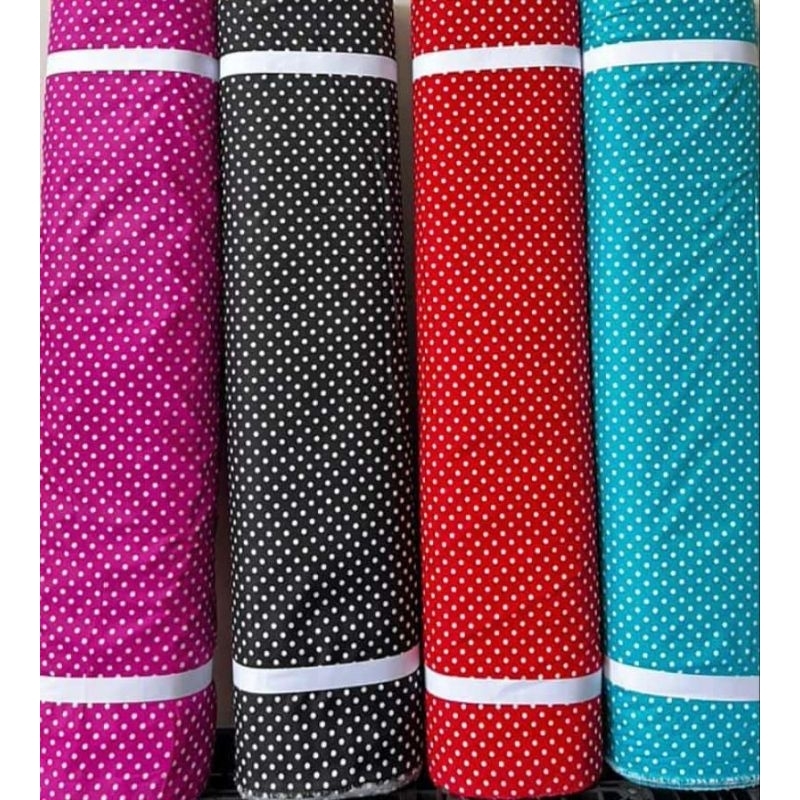 bahan kain sprei motif polkadot