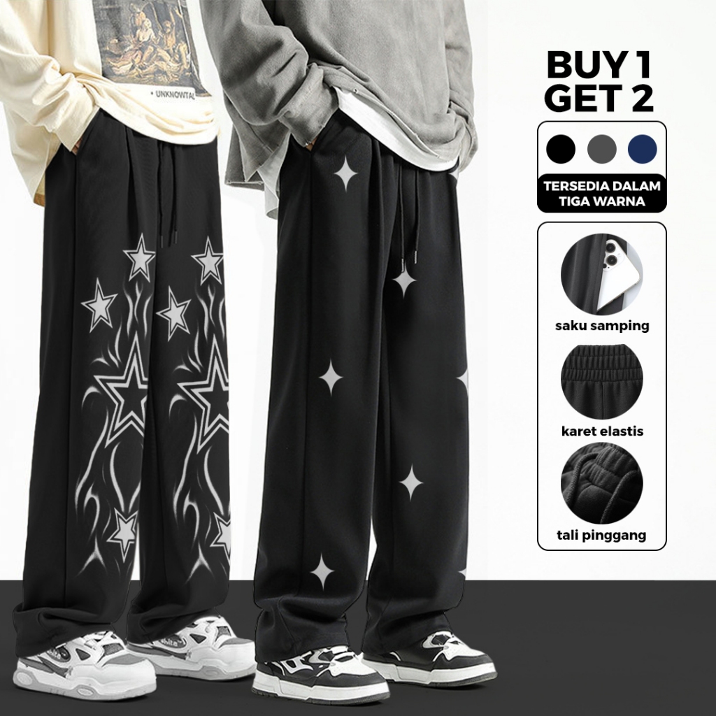 SKENA BAGGY - Paket Isi 2PCS Celana Baggy Pria Outfit Skena Pria Oversize Celana Kulot Korean Style