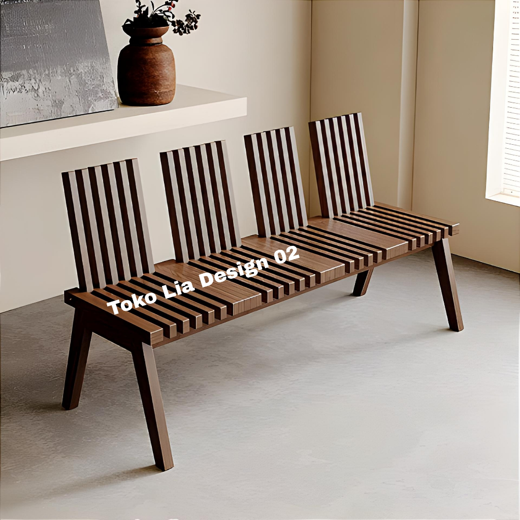 Kursi Kayu Jati lipat Minimalis Panjang Sandaran Jari Estetik Modern  Interior Rumah dan Ruangan