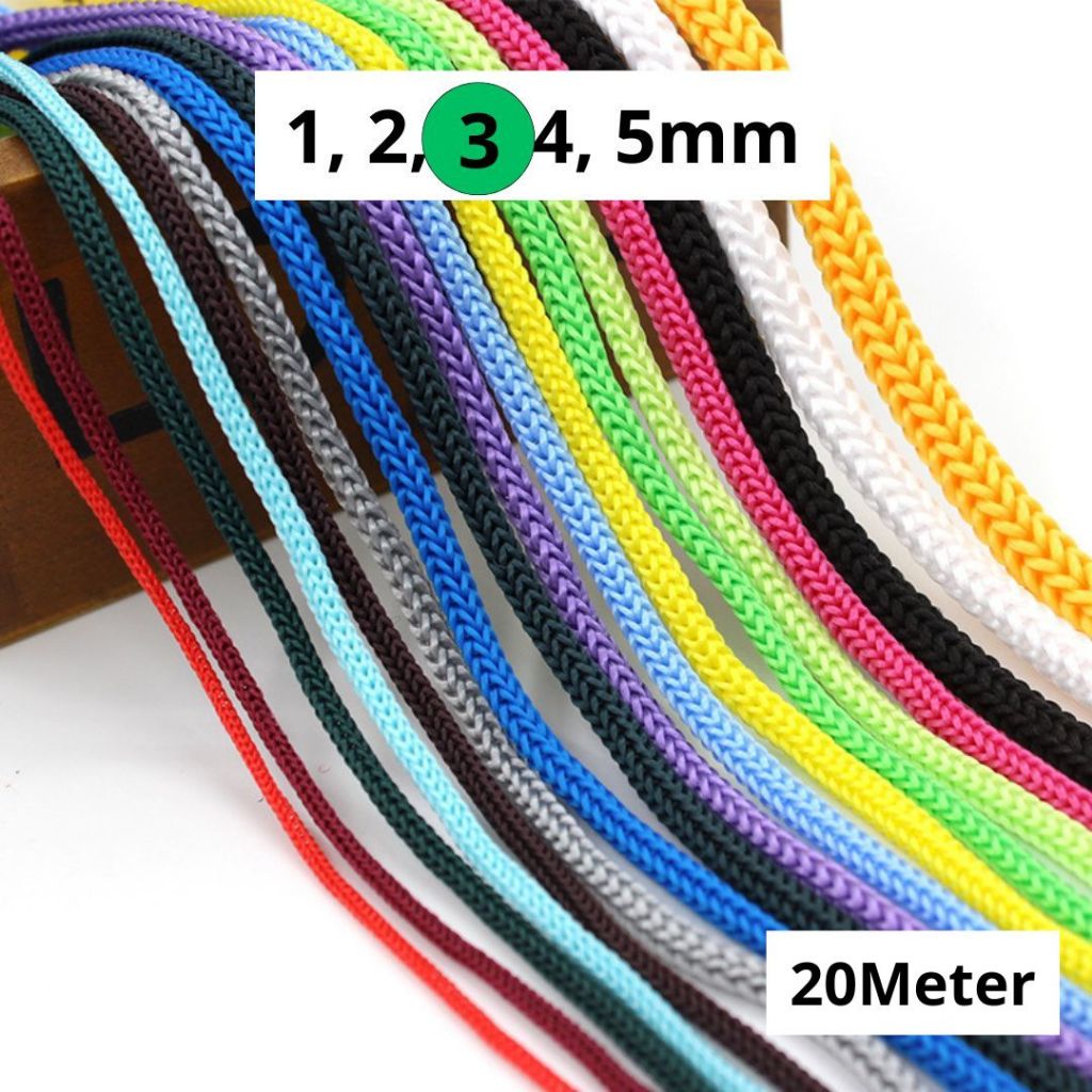 

Bahan Tali Kur / Tali Parasut / Tali Bahan DIY Warna-i Ukuran 3mm 20Meter