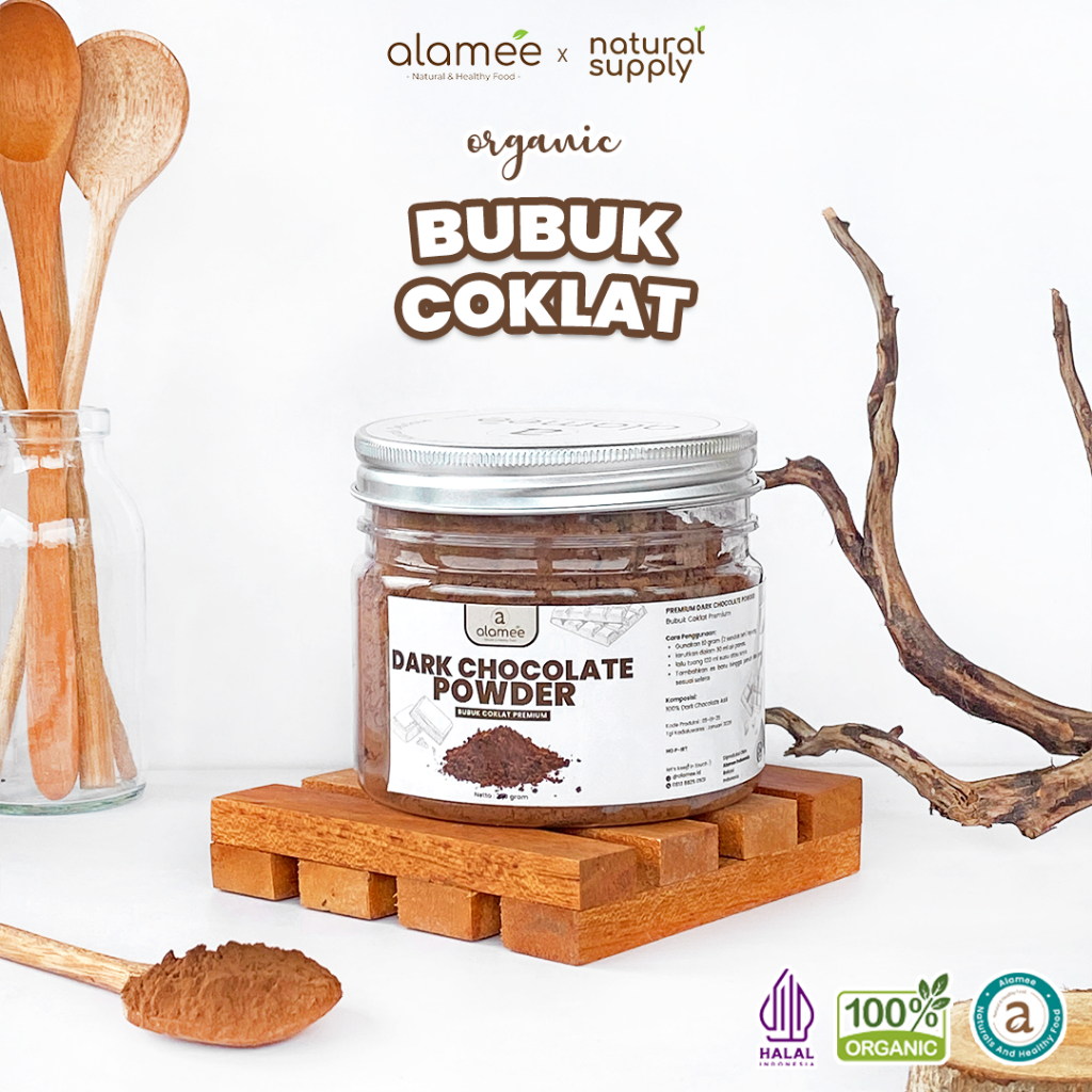 

ALAMEE Dark Chocolate Powder PREMIUM Minuman Bubuk Coklat Gluten Free Dark Cocoa Tanpa Gula 100gr organikya