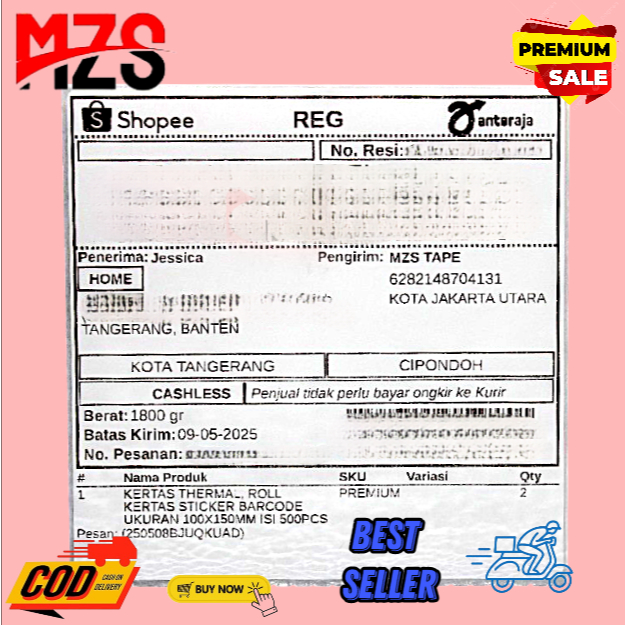 

Stiker Label Barcode Thermal lipat [100 x 100] Label Barcode Olshop Label Pengiriman 100x100 mm Isi