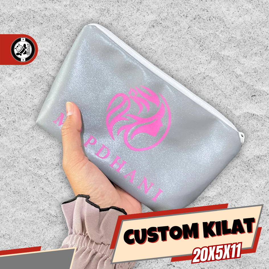 PRODUKSI EXPRESS CEPAT POUCH DOMPET FREE CUSTOM SABLON LOGO DESAIN SKINCARE WEDDING SEGALA ACARA BER