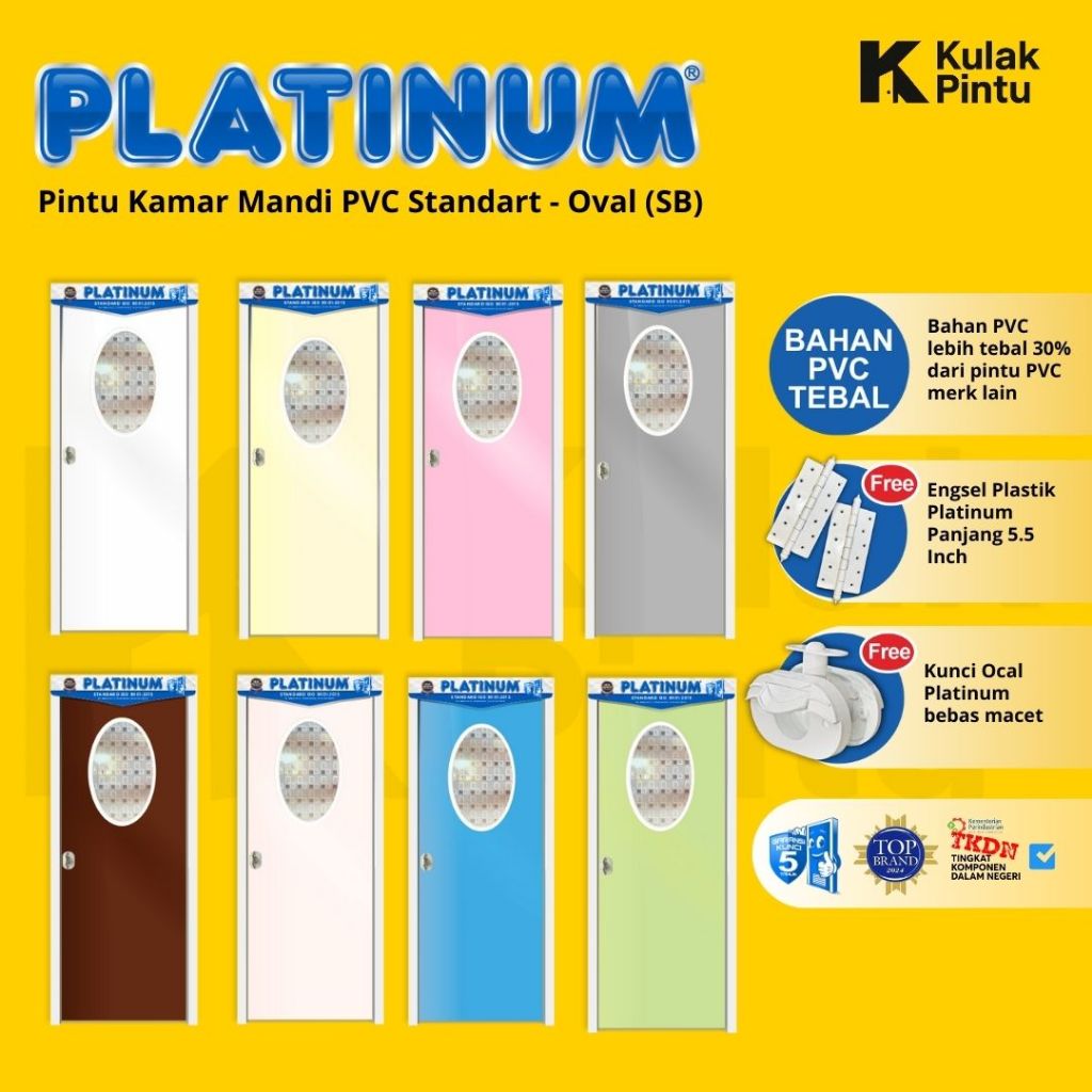 Pintu Kamar Mandi PVC PVC STANDART PLATINUM - OVAL (SB)