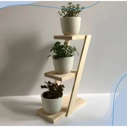 Rak Bunga Kayu 3 Susun Standing Pot Tanaman Minimalis Rak Bunga Dekorasi Aesthetic