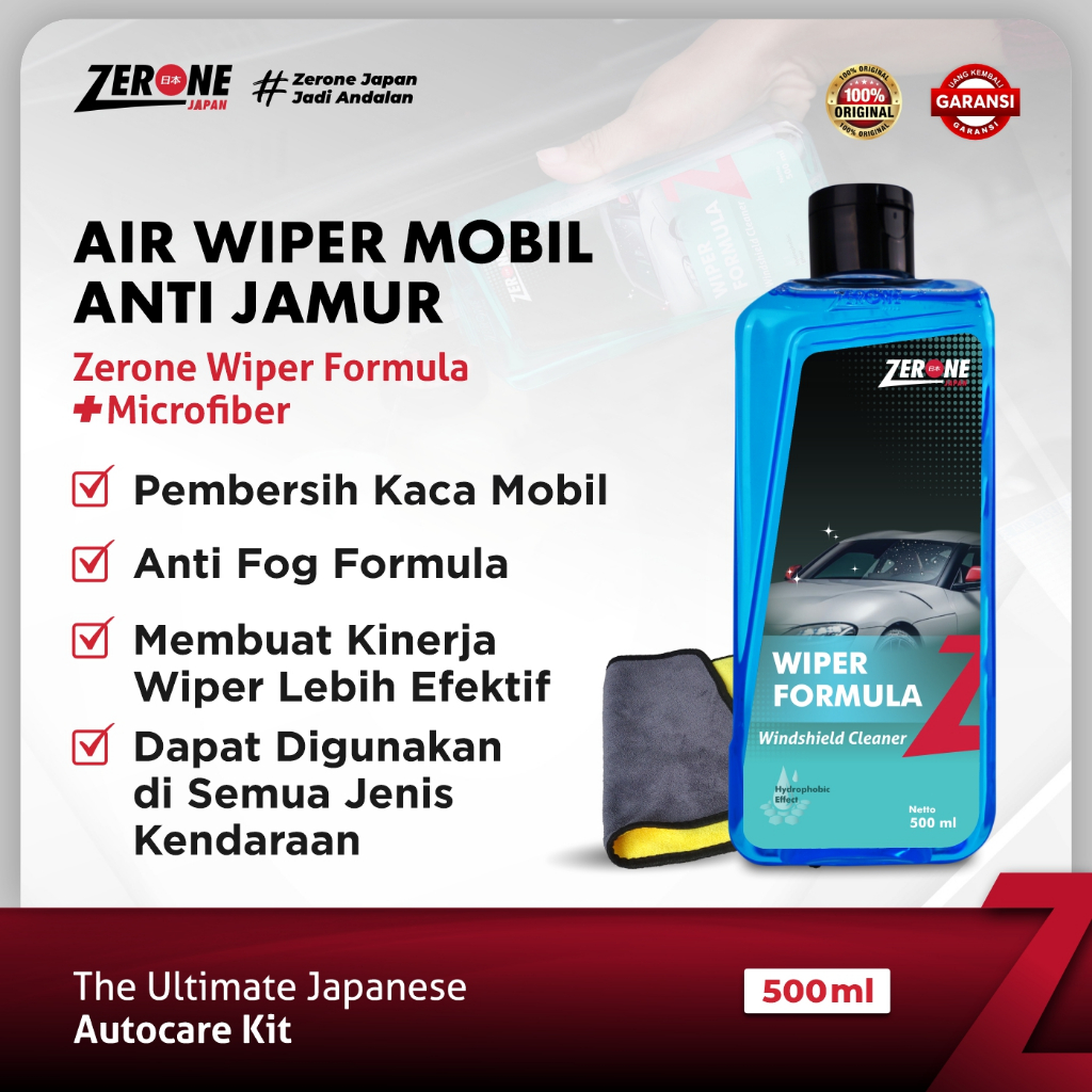 Zerone Japan Wiper Formula Air Wiper Mobil Anti Jamur Pembersih Kaca Depan Belakang Efek Daun Talas