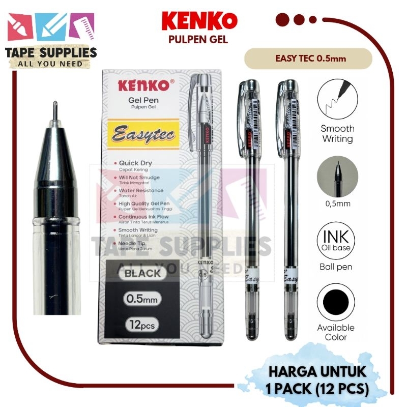 

(12 Pcs) Pulpen Gel Kenko Easytec Ujung Jarum SF6