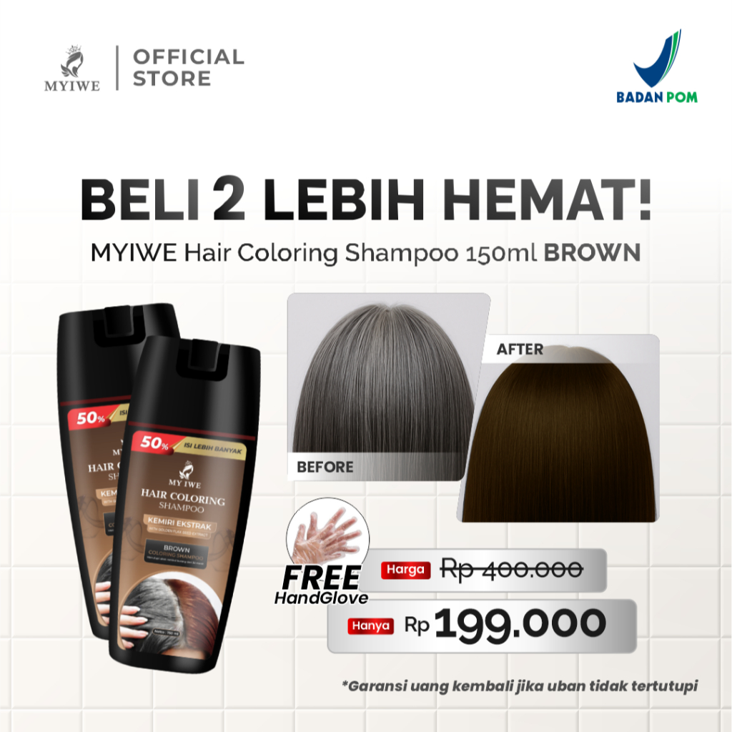 Myiwe Hair Coloring Shampo Penghilang Uban - BROWN LEBIH HEMAT
