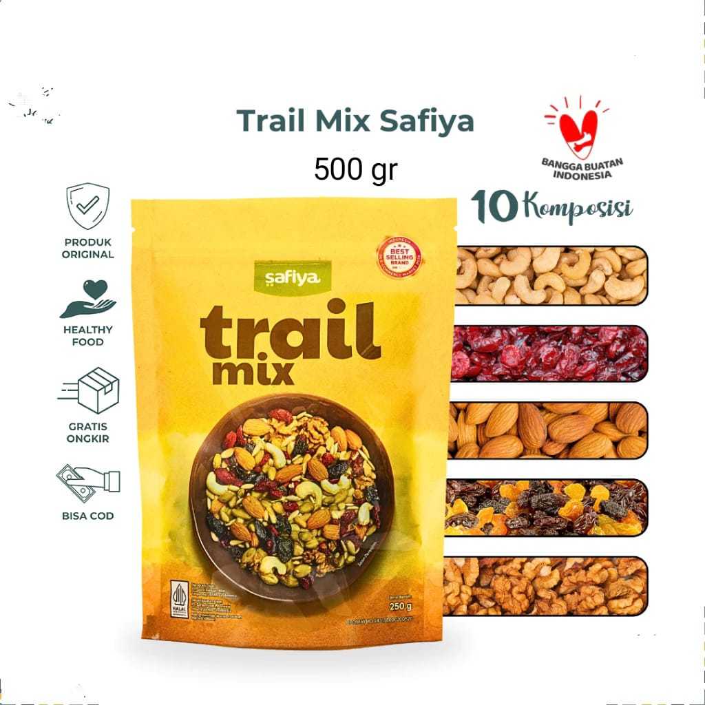 

Safiya Trail Mix Original 500 Gram Dried Fruit Roasted Premium