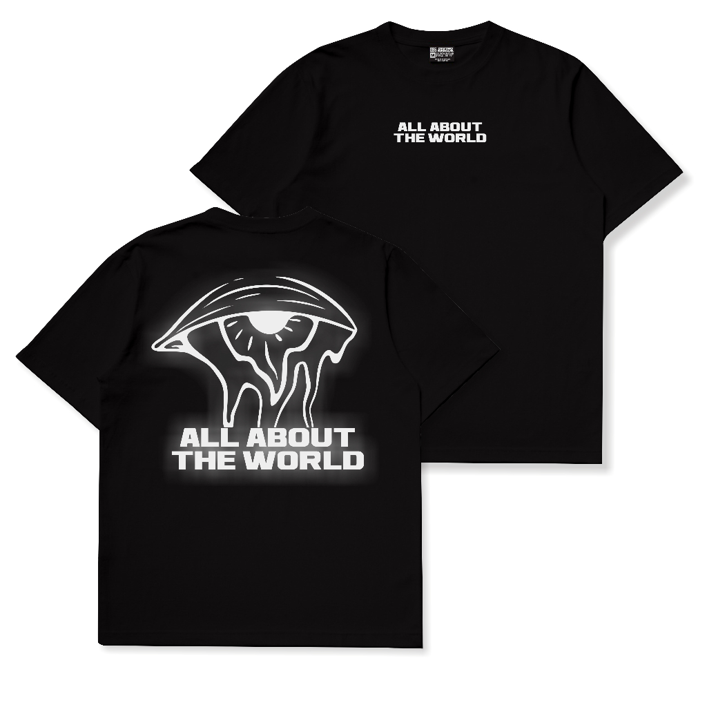 DISTRO BINIGUE KAOS THE WORLD REFLEXTIF SILVER MENYALA KAOS HITAM PRIA UKURAN S-XXL