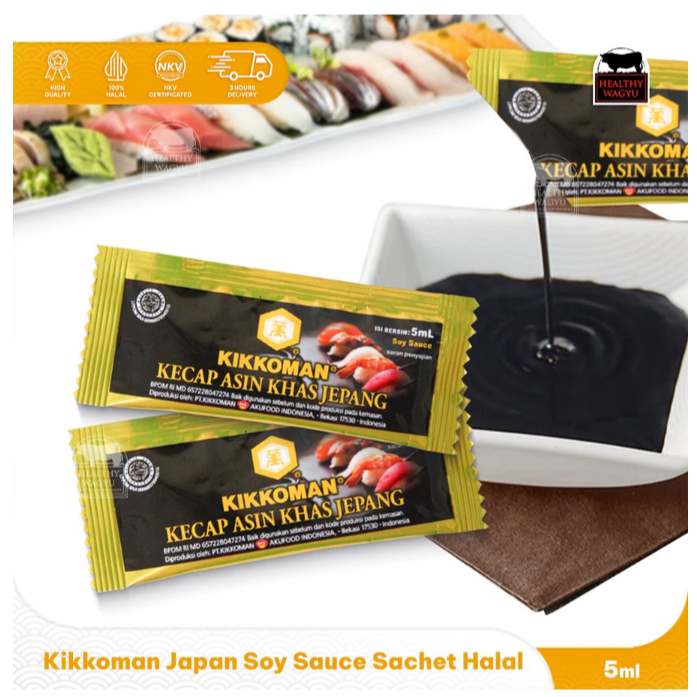 

Kikkoman Japanese Soy Sauce Sachet Kecap Asin Jepang Halal Healthy Wagyu
