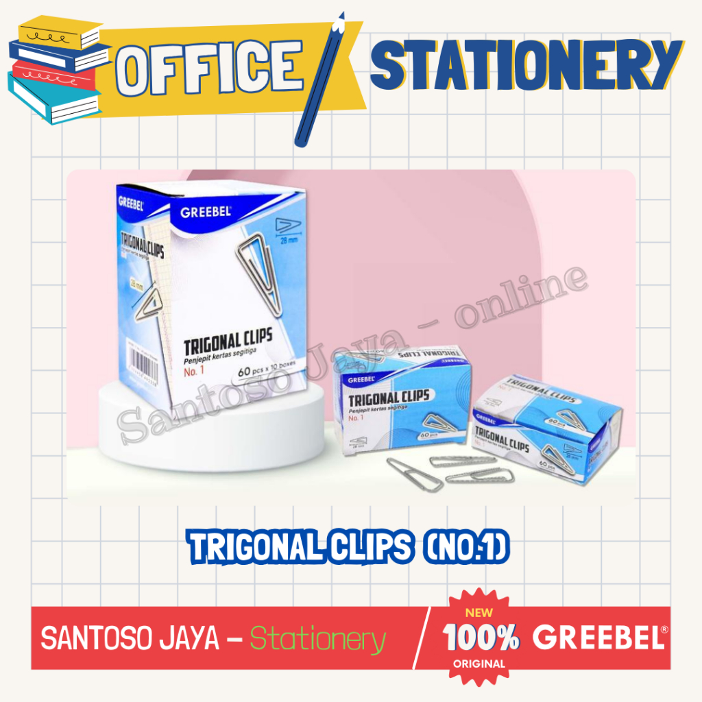 

Klip Kertas GREEBEL No.1 No.3 - Trigonal Clips GREEBEL 60 Pcs