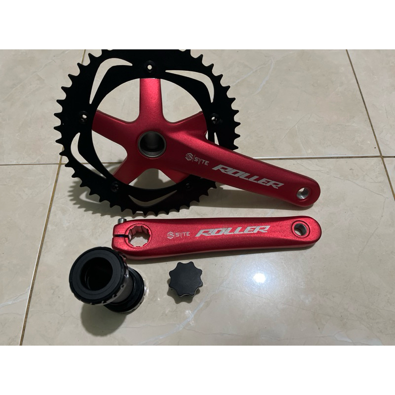 NEW SYTE ROLLER Crankset Sepeda Hollowtech HT2 Single Chainring 44T Alloy Gir Depan Include BB
