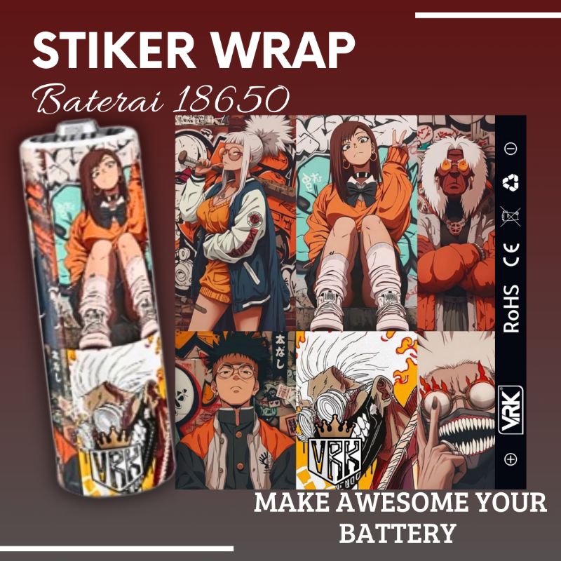 stiker skin wrap baterai 18650 Vrk v5 series bisa hologram