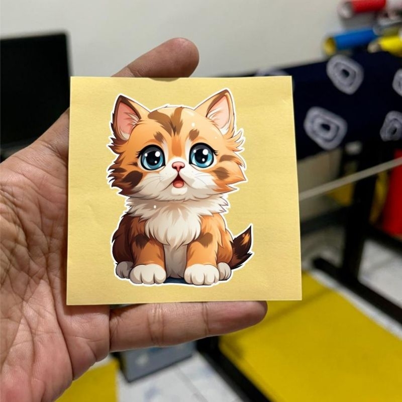 stiker kucing nyala, stiker hp, motor, kucing lucu