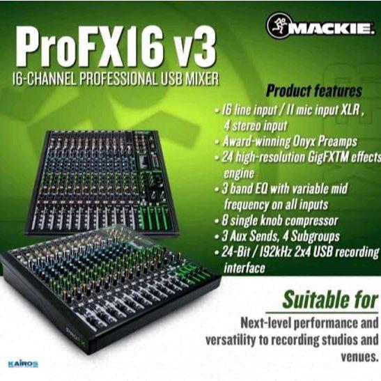 Mixer Audio Mackie ProFX16v3 16 Channel Mixer Mackie Pro Fx16v3 ProFx16 V3 Original
