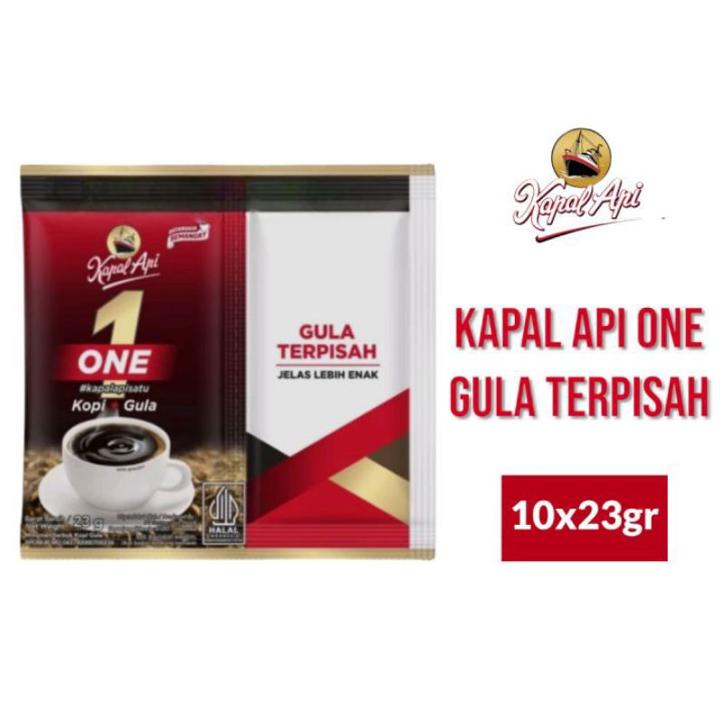 

Kapal Api ONE Gula Terpisah | Kopi + Gula 23gr Isi 10sachet