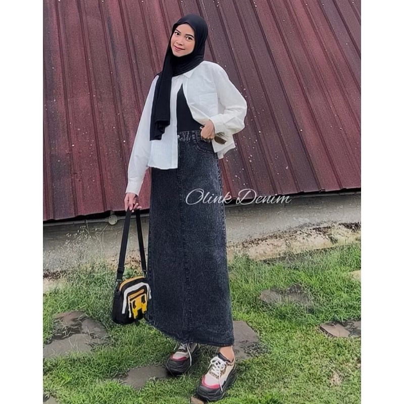 Highwaist Rok Jeans Rok Jeans Skirt Theana (Preloved)