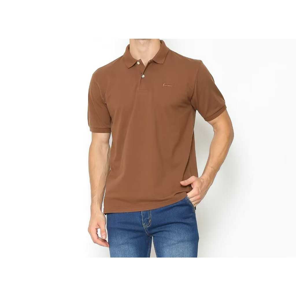 KAOS POLO DISTRO LENGAN PENDEK COKLAT, BERBAHAN KATUN