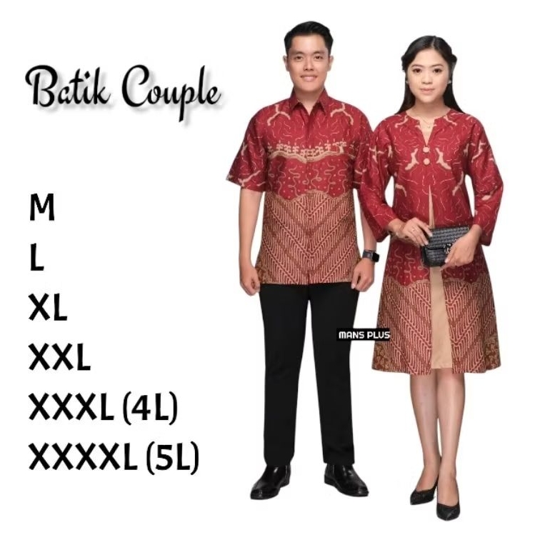 Baju Batik Couple Modern Jumbo XXXL Seragam Batik Dress Tunik Atasan Blouse Big Size 4L-5L ARN