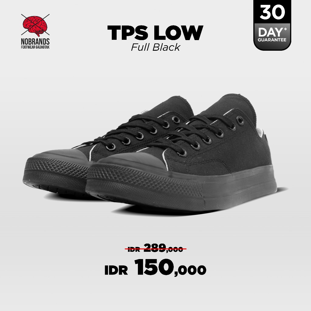 Nobrands Footwear Tps Fullblack Low 36-46 Sepatu Sneakers Casual Sport