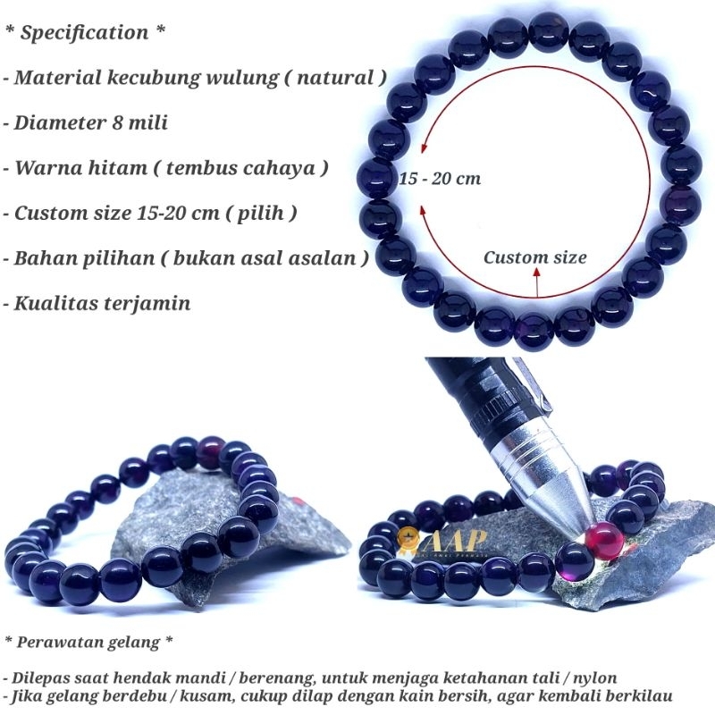 Gelang batu akik kecubung wulung Gelang pria Gelang wanita Batu akik kecubung wulung natural