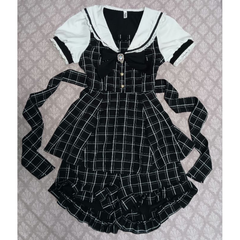 Jirai Kei Dress Jirai Kei blouse One Set LIZ LISA Dupe Short Sleeve Sailor Collar SetUp