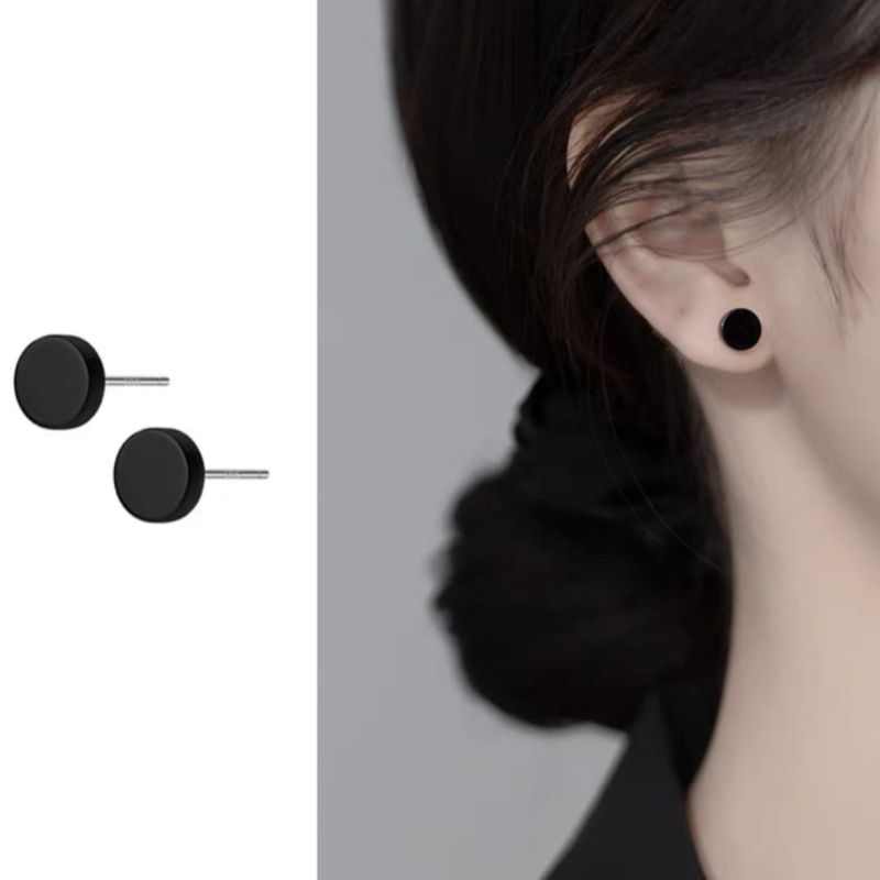 Anting Stud Hitam Elegan – Batu Onyx Sintetis Anting tusuk